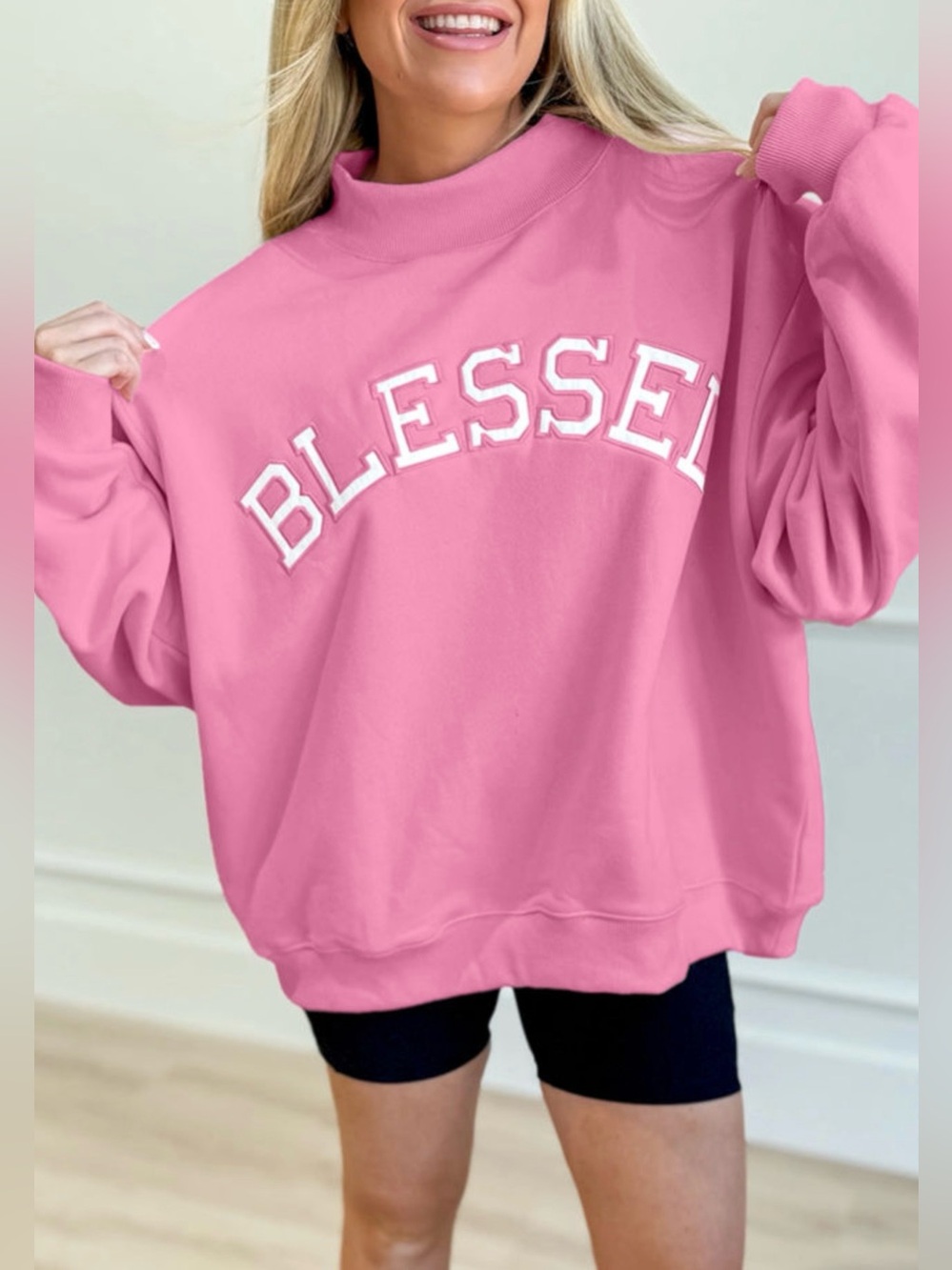 XoXo Cotton Blessed Pink Crewneck Sweatshirt ✨